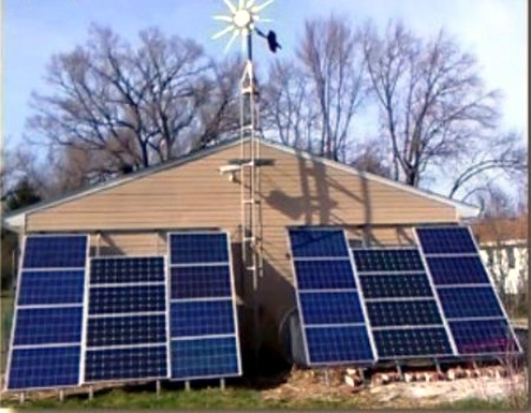 Array of Solar Panels with Wind Generator Crown