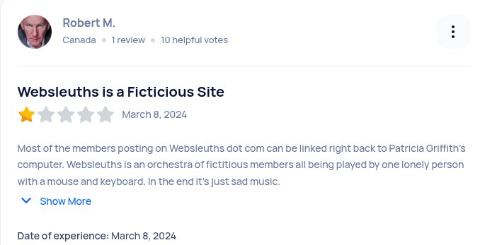 To read these comments in their entirety go to sitejabber.com/reviews/websleuths.com